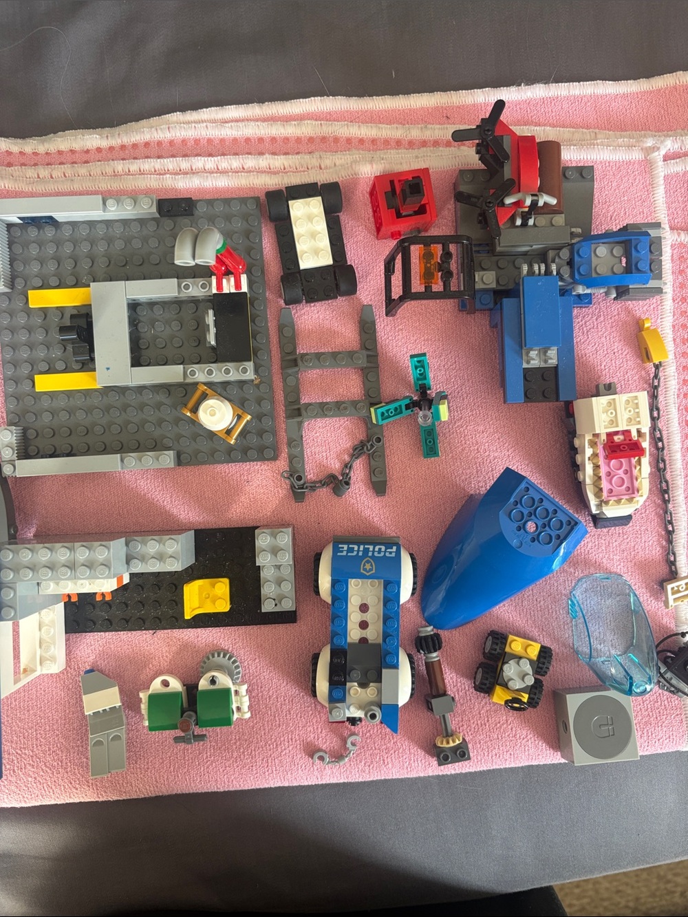 Lego Blue White and Red Mixed City Building Parts
